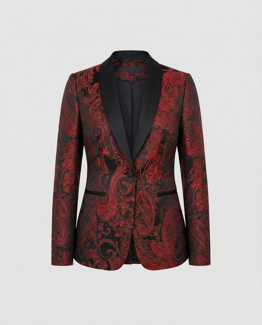 R&B | Satin Jacquard Blazer Mit Paisley Muster