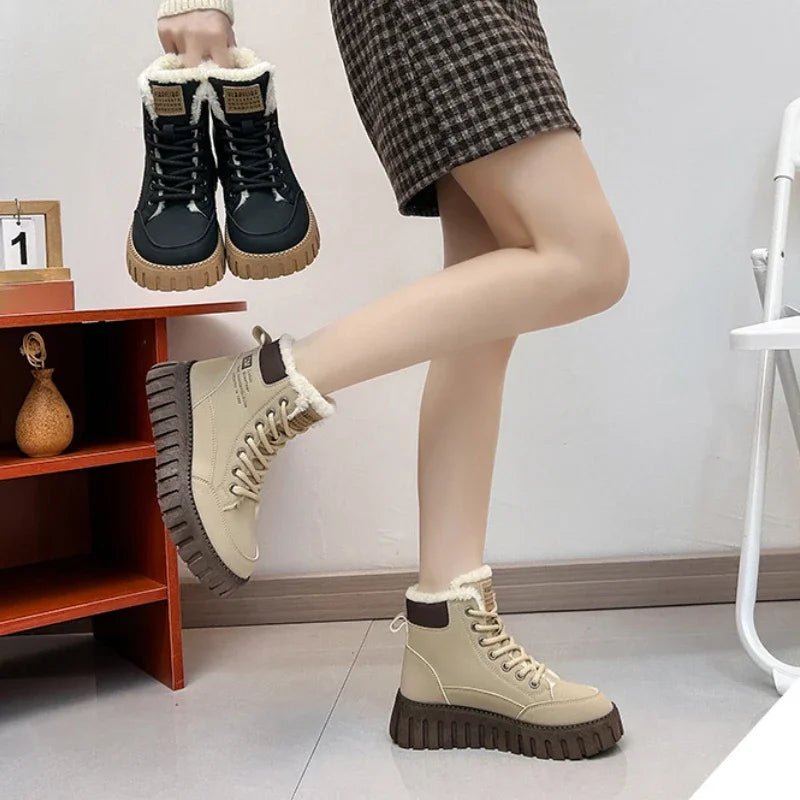 R&B | Damen High Top Dicksohlen Plus Fleece Martin Stiefel