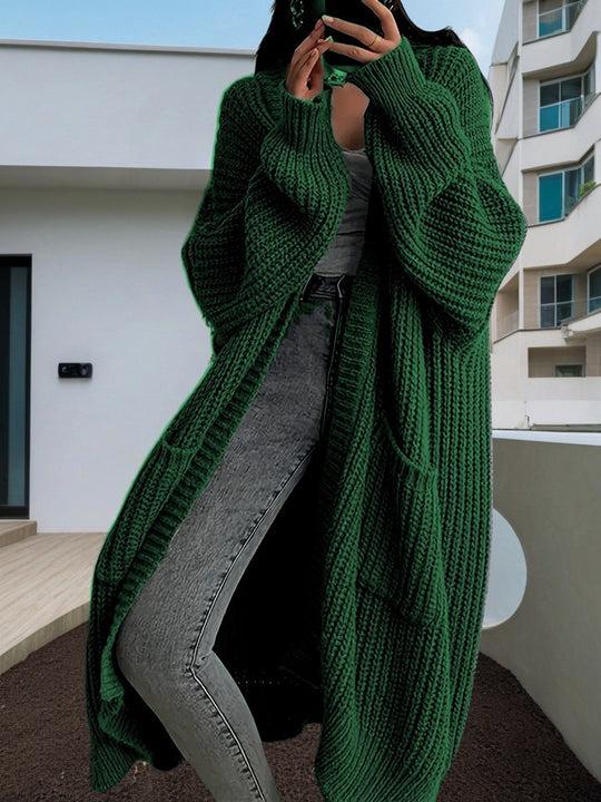 Damen Kuscheliger Strickmantel mit Gürtel und praktischen Taschen R&B