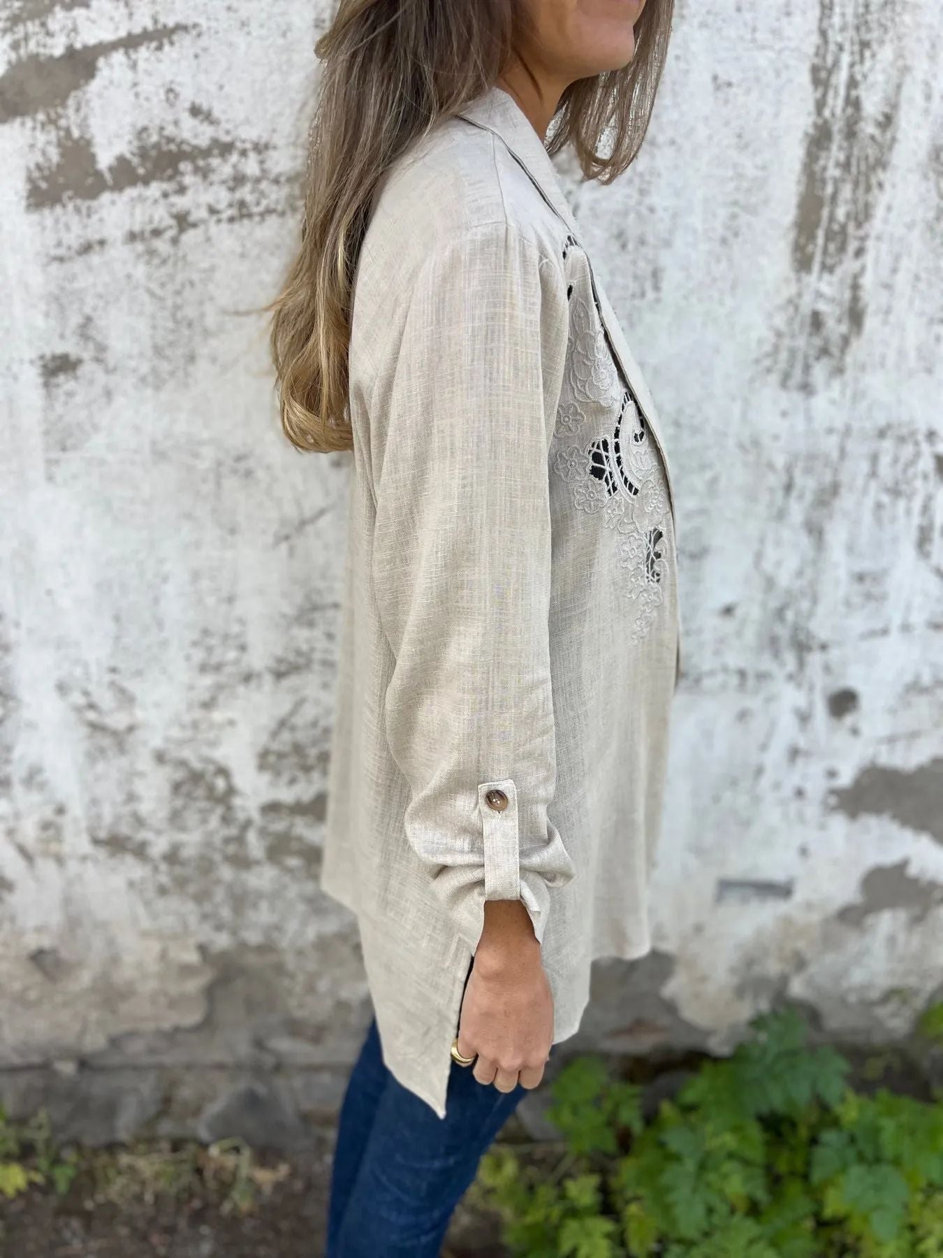 R&B | Blazer mit Stickerei und Ausschnitten Klassischer Schnitt Raffiniert und Einzigartig