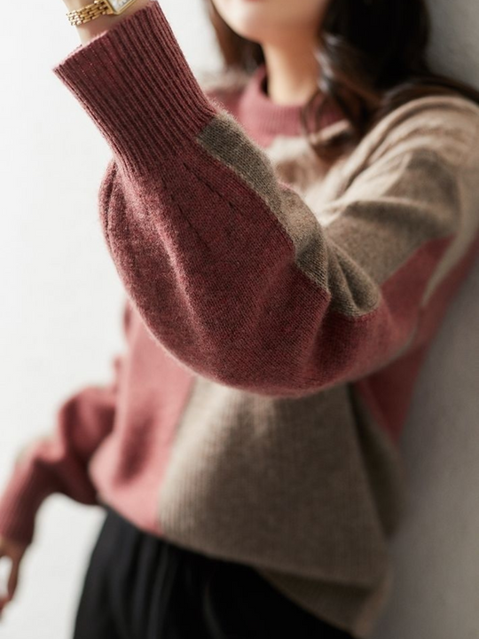 R&B | Chic &Amp; Stylischer Strickpullover In Kontrastfarbe