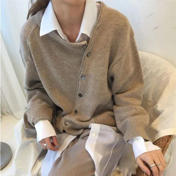 Wickel-Cardigan mit Knopfdetail