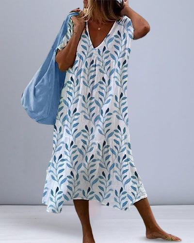 R&B | Midikleid mit Blattdruck