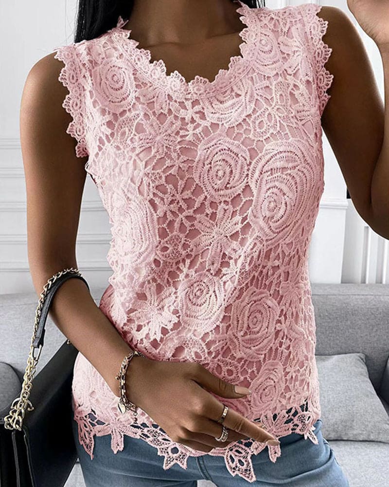 R&B | Elegante Bluse in Einer Einfarbigen Farbe mit Spitze