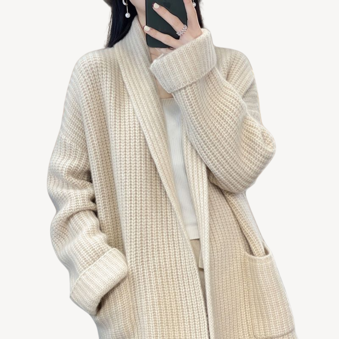 R&B | Damen Lange Strickcardigan Pullover