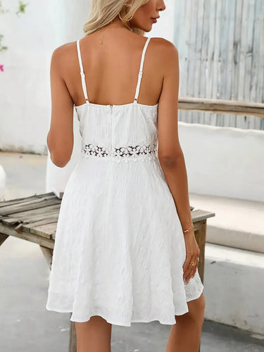 R&B | Elegantes Kleid Ohne Ärmel mit Spitze, Eng Anliegender Schnitt, A-Linie und Atmungsaktivität für Strand und Fest.