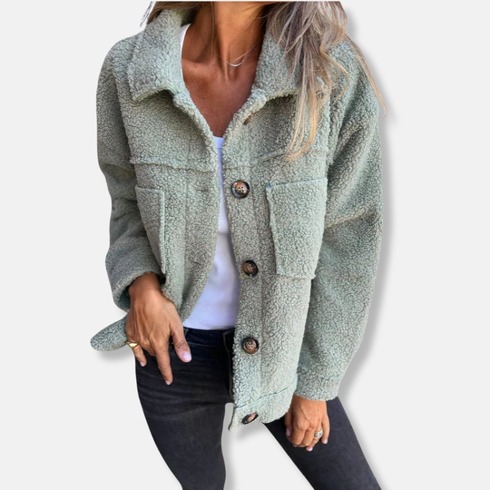 R&B | Sherpa-Jacke - Weiche Flauschige Textur - Lockere Passform - Knopfverschluss und Taschen