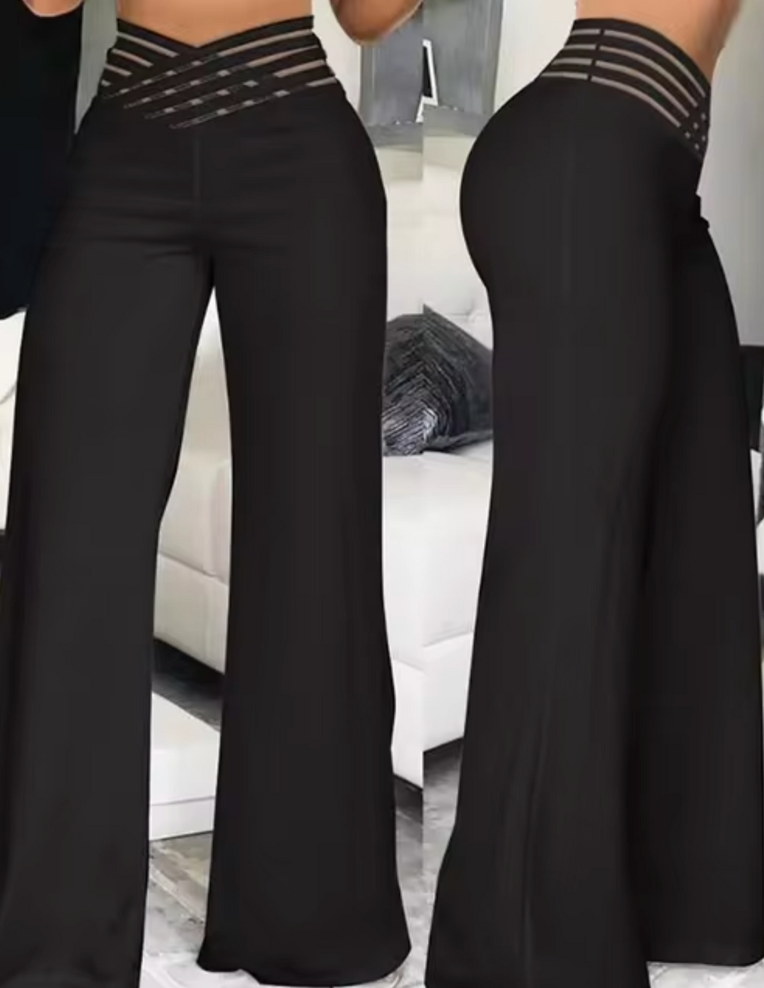 R&B | Hochtaillierte Flachbund-Hose mit Überkreuzten Beinen