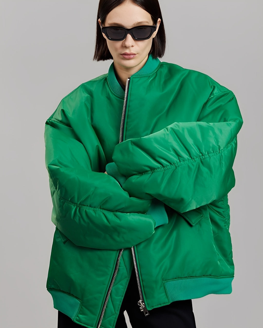 R&B Damen Oversize Bomberjacke mit Reißverschluss