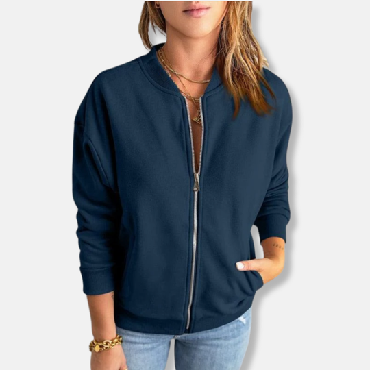 R&B | Jacke Leichtes Design Lockere Passform Reißverschluss Rippkante Lässiger Look