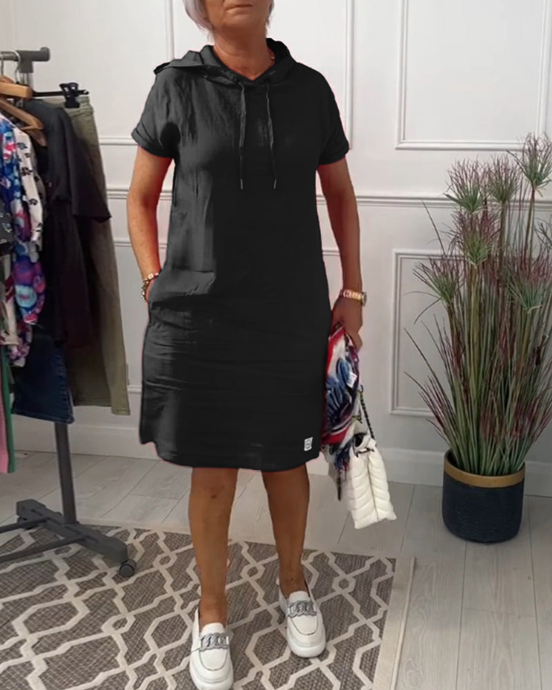 R&B | Kurzärmliges Freizeitkleid mit Kapuze