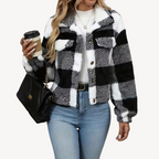 R&B | Damen Karierte Sherpa Jacke