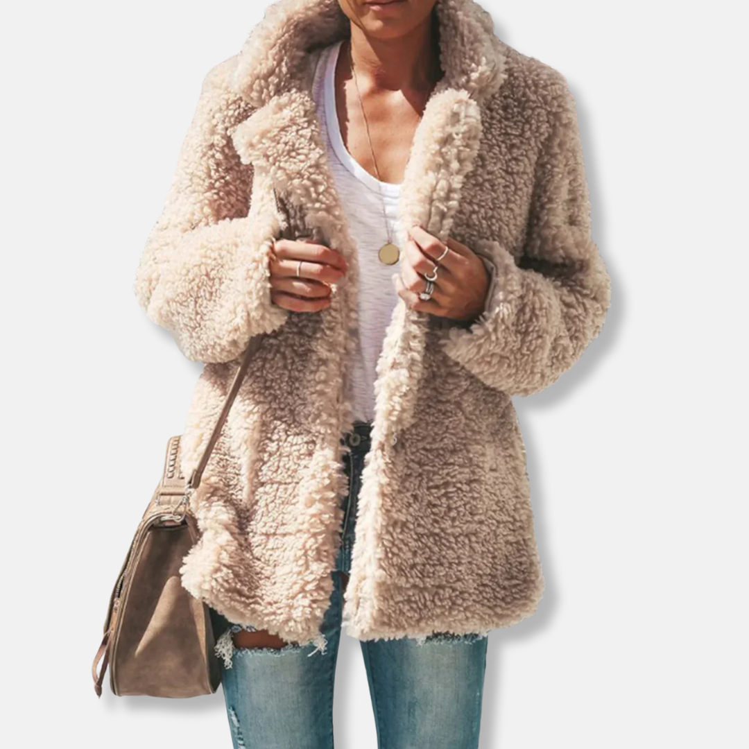 R&B | Fleece Teddy Mantel | Oversized Reverskragenmantel