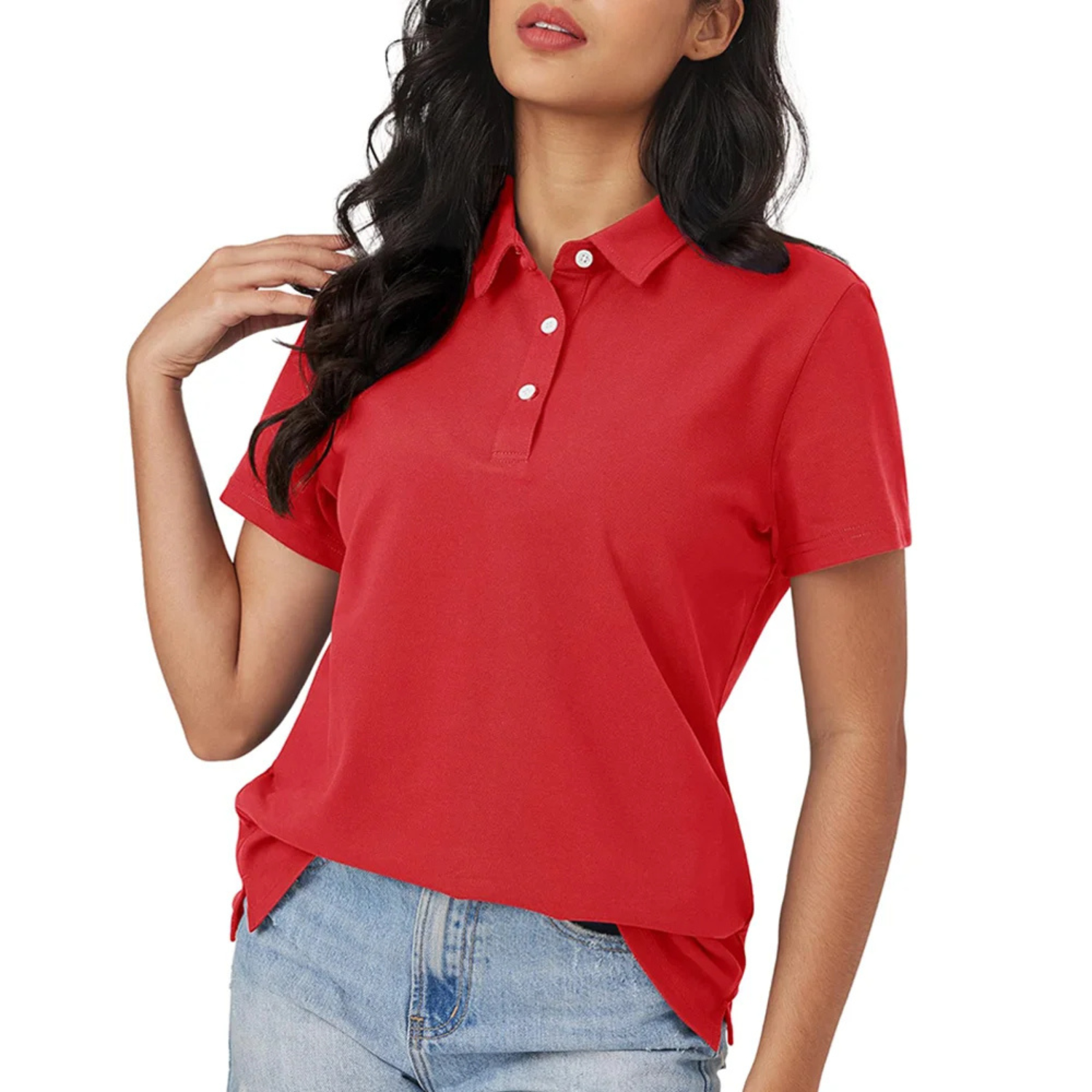 R&B | Blaue Seide Atmungsaktiv Leichtgewicht Damen Polo