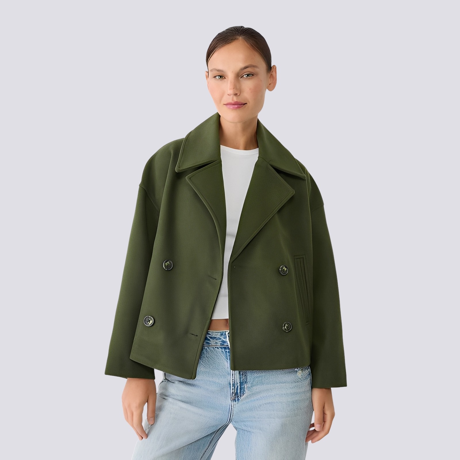 R&B | Schicke kurze Wolljacke mit Reverskragen für Damen