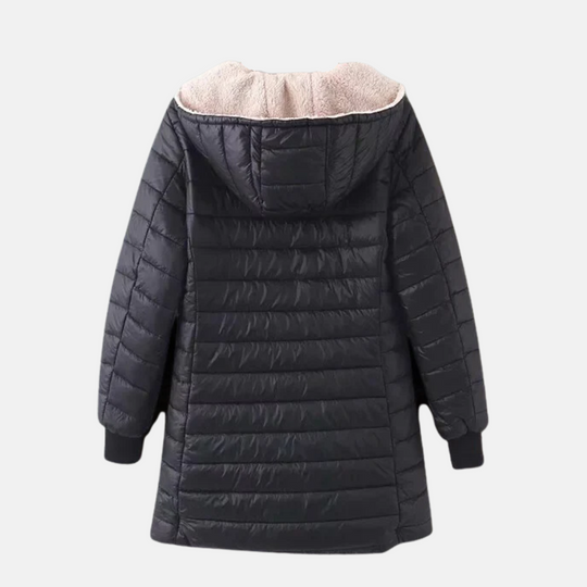 R&B | Steppjacke - Mittellang - Lockere Passform - Fleece-Futter - Kapuze