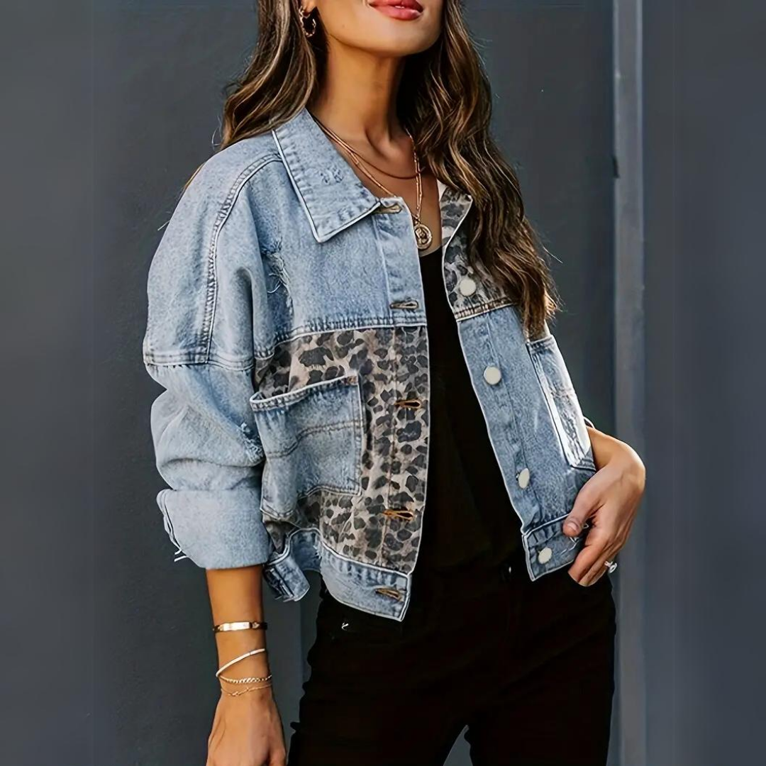 EB | Trendige Jeansjacke mit Leopardenmuster