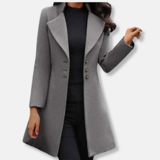 R&B | Mantel - Wolle - Slim Fit - Mittellang - Doppelreihiger Verschluss - Eingekerbter Revers