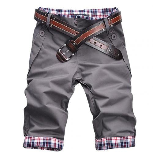 R&B – Hochwertige Shorts mit Gürtel und Karomuster