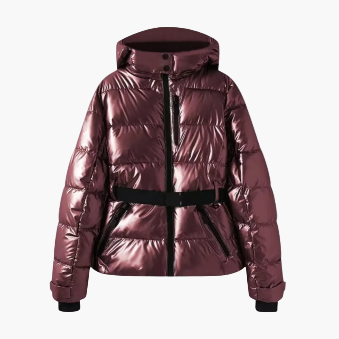 R&B | Steppjacke mit Gürtel und Kapuze - Elegante, Wasserabweisende Winterjacke für Alltag und Outdoor