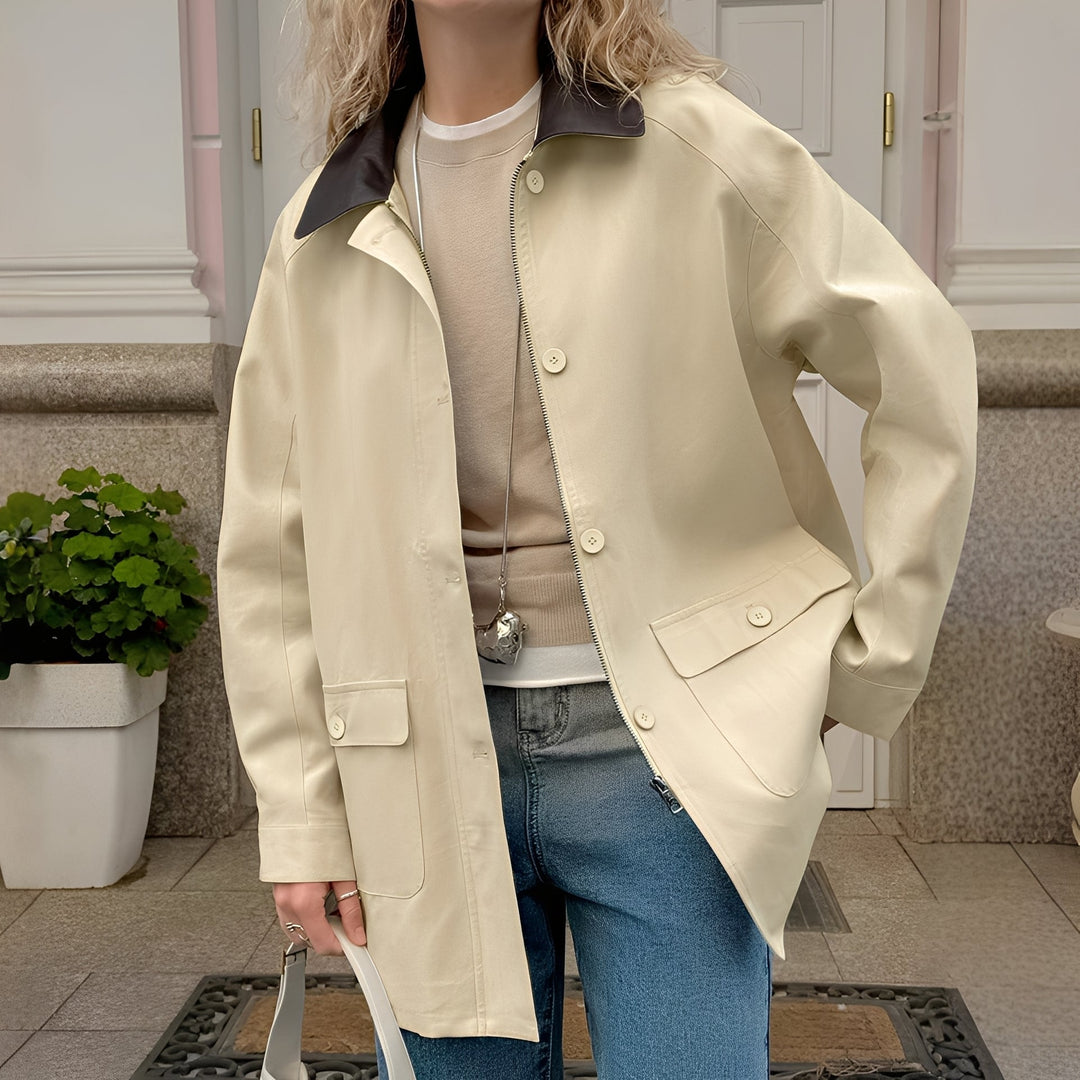R&B | Stylische, lockere Jacke mit Polokragen für Frauen