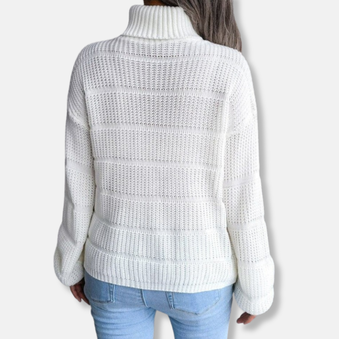 R&B | Rollkragenpullover Weiches Strickmaterial Gerippte Optik Lockere Passform Langärmlig