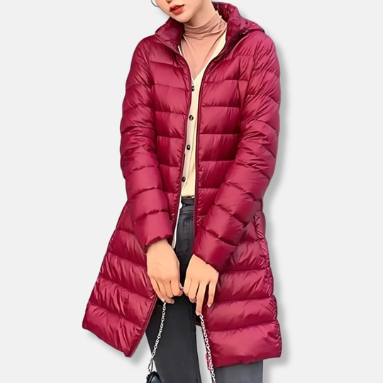 R&B | Pufferjacke gesteppt leicht schlanke Passform mittellang mit Kapuze