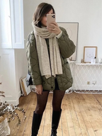 R&B | Trendy Olivgrüne Oversized Steppjacke für einen stilvollen Look Ideal für Herbst/Winter