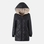 R&B | Gepolsterte Jacke - Wendbares Design - Kapuze - Rautensteppung - Rippkanten