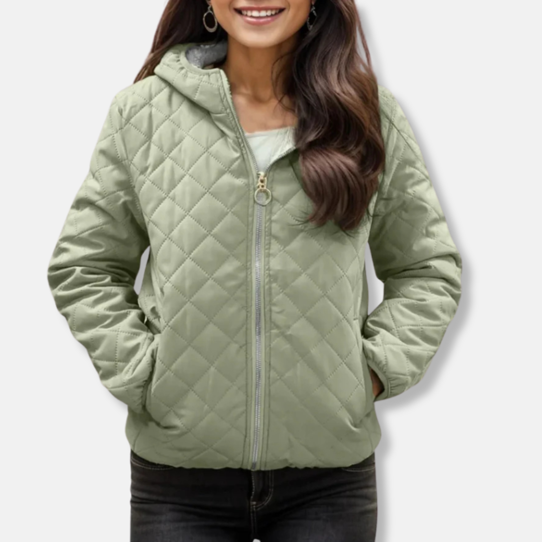 R&B | Gepolsterte Jacke - Lockere Passform - Diamantsteppung - Kapuze - Elastischer Saum