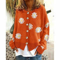 R&B | Strickjacke - Damen Herbst Blumen Knopf-Überzieh Strickjacke