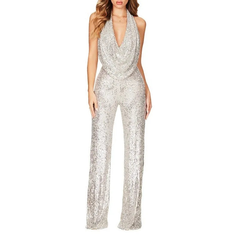 Damen eleganter Glitzer-Jumpsuit R&B