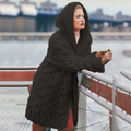 R&B | Lange Strickjacke für Frauen mit Kapuze