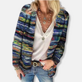 R&B | Wolle Offene Front Strickjacke Gestreift Lässig Passform Strickjacke