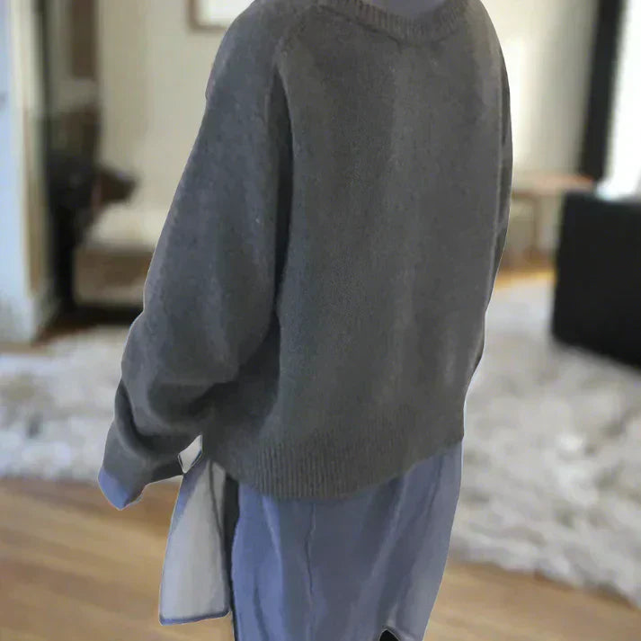 R&B | Weiche Strickjacke mit Diagonaler Knopfleiste