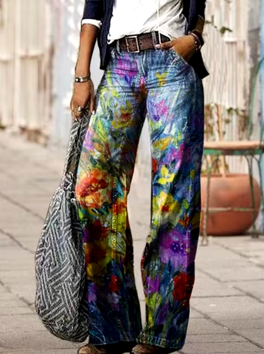 R&B | Bedruckte Baumwolljeans