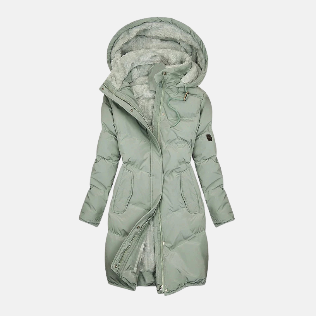 R&B | Lange Pufferjacke - Wasserabweisend - Gefüttert - Verstellbare Taille - Kapuze mit Futter