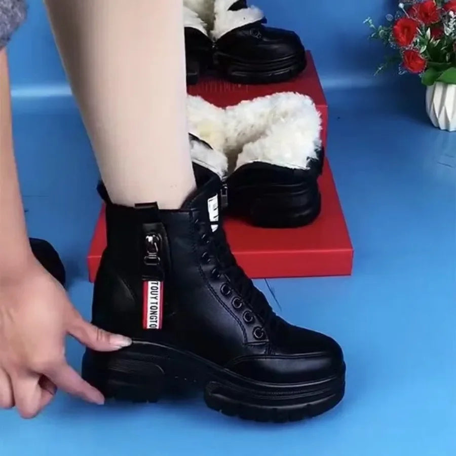 R&B | Damen High Top Leder Martin Stiefel ( mit Futter Aus Fell )
