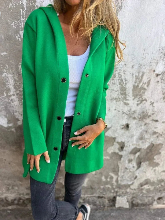 R&B | Lässiger einreihiger Cardigan mit Kapuze