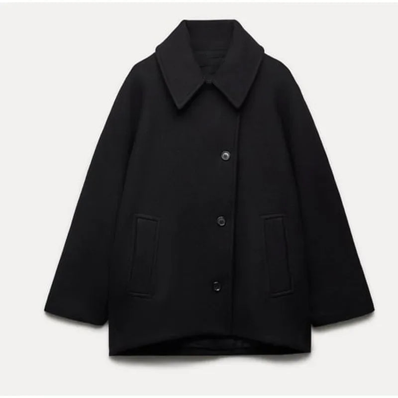 R&B | Übergrößen Jacke mit Umklappbarem Kragen und Seitentaschen