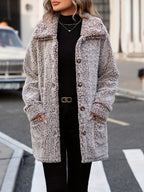 R&B | Lange Teddyjacke mit Knöpfen Polyester Komfortabel und Warm