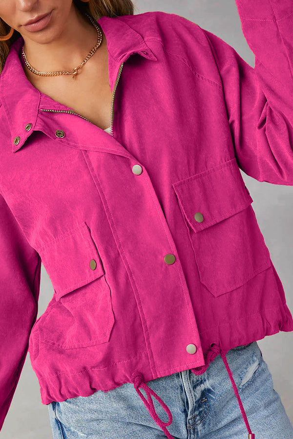 R&B | kariert Revers Mehrknopf-Zwei-Taschen-Midi-Jacke