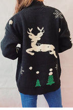 R&B | Weihnachtsmuster Gestrickter Rundhalsausschnitt Langarmpullover