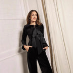 R&B | Jacke Aus Maßgeschneidertem Taffeta mit Samtschleifen Detail