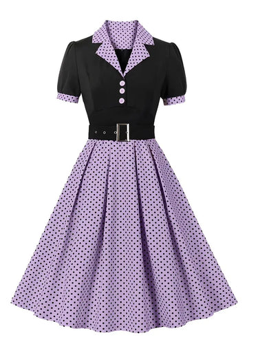 R&B - Stilvolle Herbst Vintage Kleid mit Polka Dots für Frauen