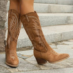 EmberGrace bestickte kniehohe Stiefel R&B
