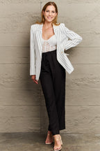 R&B | Gestreifter Reverskragen Langarm Blazer