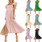 R&B | Kleid mit plissiertem Saum und eckigem Ausschnitt, schulterfrei