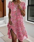 R&B | Kleid Rundhals Kurzarm Blumenmuster