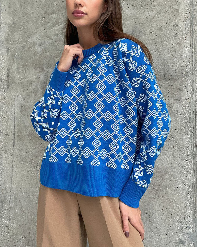 R&B | Muster Strickpullover Weich und Trendy Statement-look